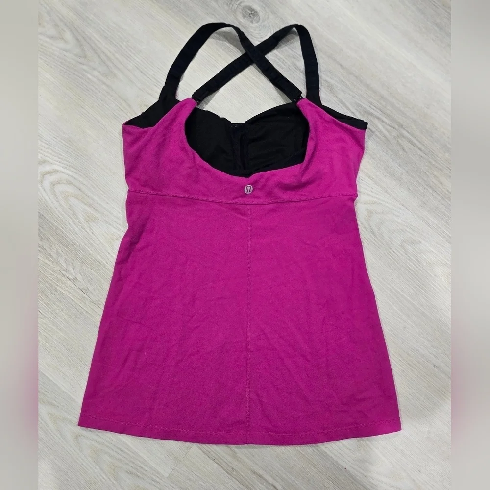 Lululemon Scoop Me Up Tank ll Pink & Black No Padding Size 8